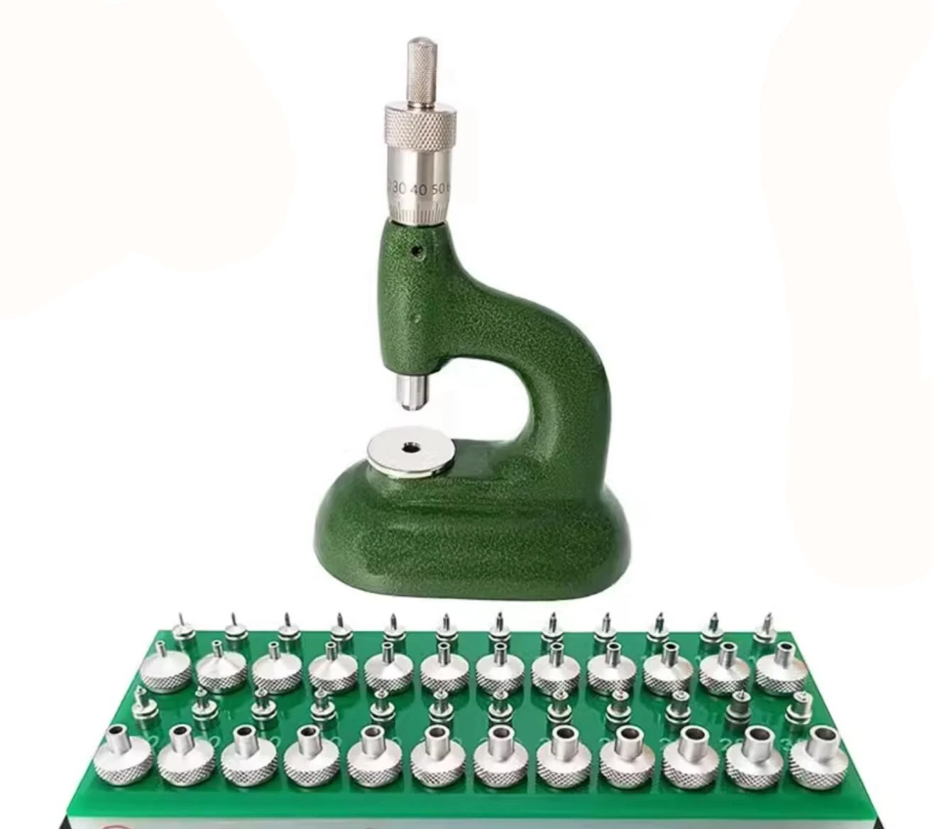 

Watch Repair Tool Watch Press Set Watch Back Case Closer Watchmaker Jewelling Tool Aluminum Alloy Green With 48Pcs Dies