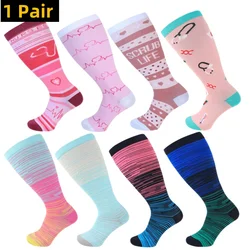 1Pair Plus Size 2XL-7XL New Compression Socks Unisex Wide Calf Knee High Compression Stockings Support for Circulation Nurses