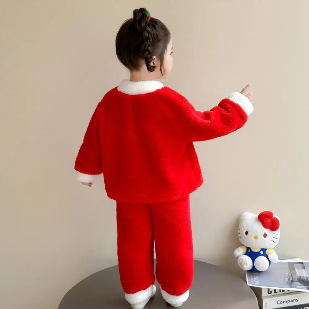 الفتيات سترة غير رسمية منامة مجموعة الخريف والشتاء 2025 نمط جديد للأطفال الكرتون الطفل الفانيلا ملابس المنزل الدافئة دعوى Kawaii #4