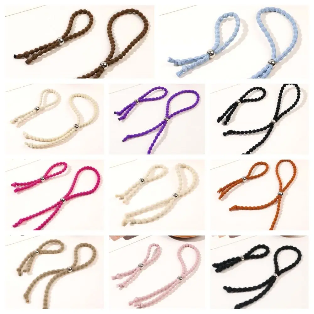 Beads Sliding Elastic Hair Bands Adjustable Lazy Hair Rope Long Lasting Continuous Ponytail Holder Adjustable Thick Hair Ring