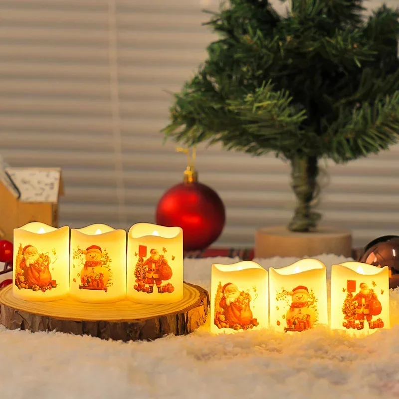 

6PCS Christmas LED Electronic Candle Set Ornament Romantic Atmosphere Candles Lamp Indoor Room Decoration Children Birthday Gift