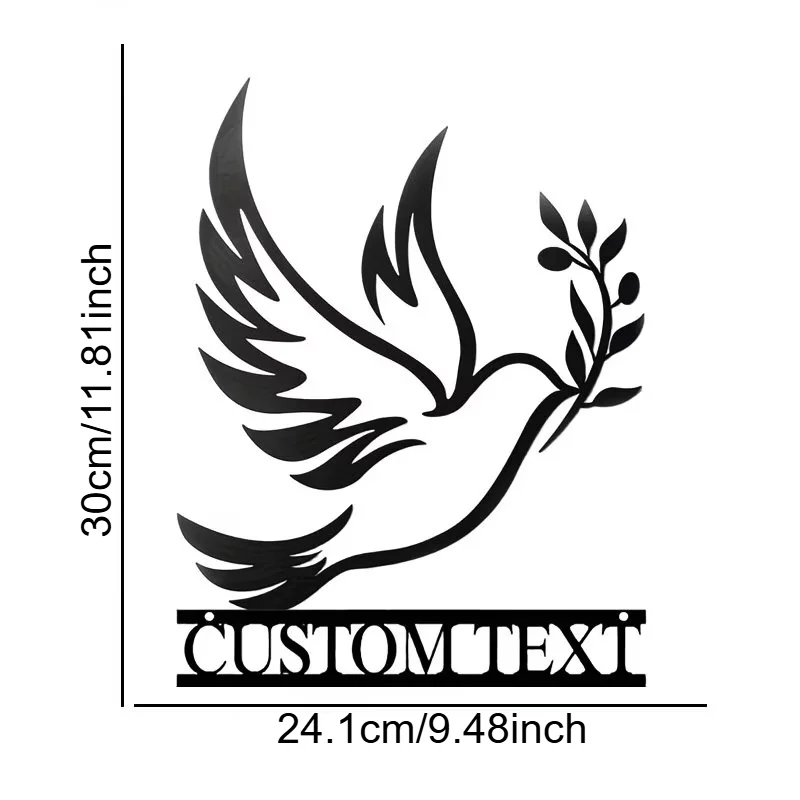 Custom Metal Metal Peace Dove Wall Art Sculpture, Indoor & Outdoor Decorative Piece for Living Room, Office, Patio, or Balcony