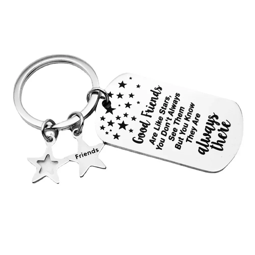 Cute Friendship Gifts Keychain Pendant BFF Best Friend Birthday Christmas Gift Key Chains Keyrings Good Friends Are Like Stars