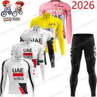 2026 Kids UAE Team Cycling Jersey Set Tadej Pogacar Boys Girls Autumn Winter Cycling Clothing Children Road Bike Shirt Suit Pant