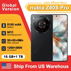 US warehouse Global Version Nubia Z60S Pro 5G Snapdragon 8 Gen 2 Smartphone 120Hz 6.78-inch AMOLED Screen 50M+50M+8M 5100mAh 80W