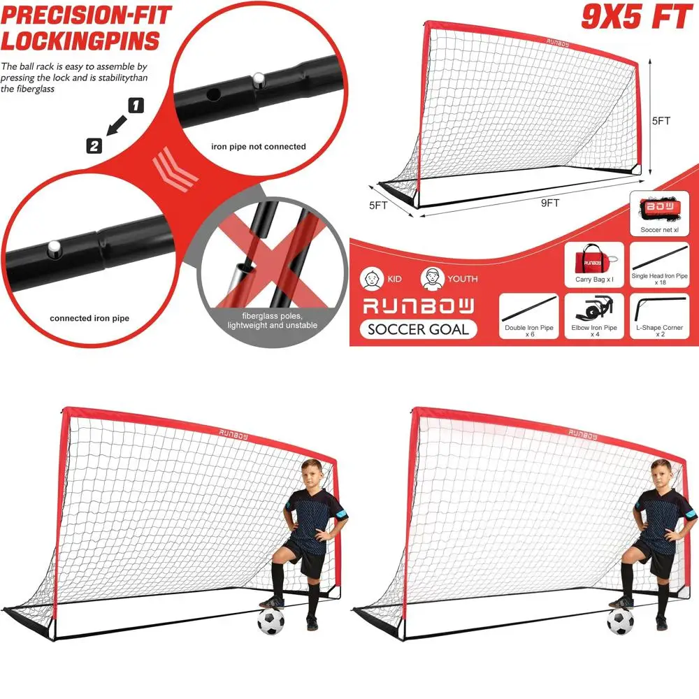 

Portable Soccer Goals for Kids and Adults - 11x5.5 ft, 9x5 ft, 6x4 ft Sizes with Carry Bag for Indoor/Outdoor Use