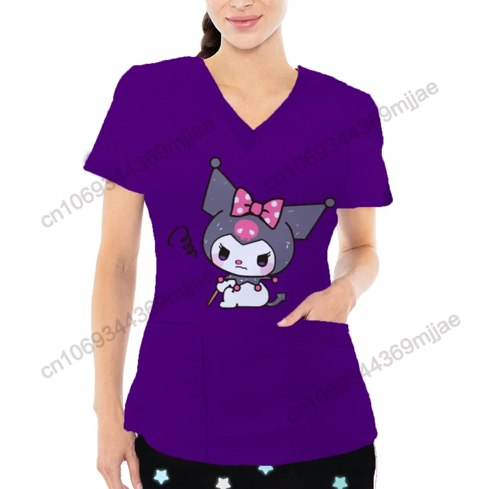 

Disney 2000s Tops for Women 2023 Nurse Uniform V-neck Female Clothing Pocket Short Sleeve Tee Shirt Shirts Y2k Clothes Women Yk2