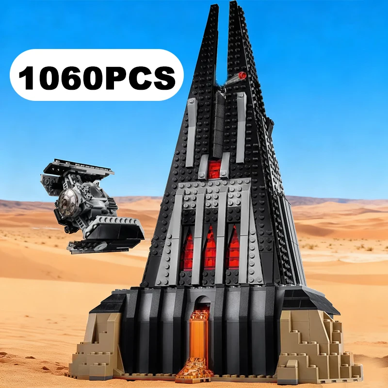 الإبداعية نجوم مقاتلة دارث فيدر القلعة اللبنات سفينة الفضاء العمارة السوداء تجميع الطوب اللعب هدية للطفل الكبار