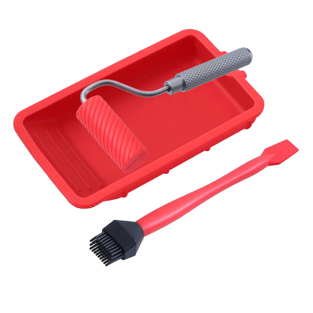 3pcs Paint Tool Tray Silicone Roller Brush Set Silicone Paint Tray Paintwork Tool Household Use Wall Decorative
