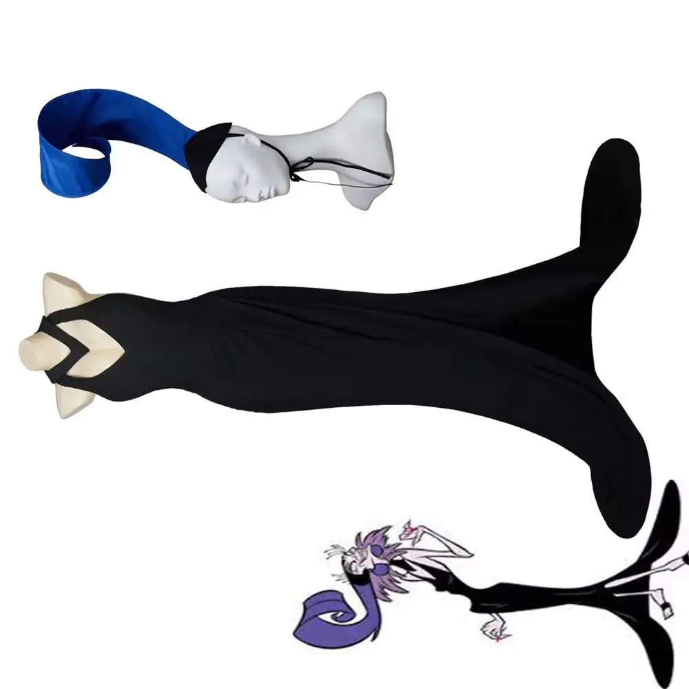 

Anime Yzma Cosplay Costume Women Sexy Black Halter-neck Backless Sleeveless Slim Slit Long Dress with Hat Halloween Gown