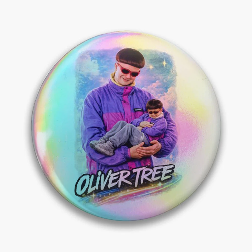 Oliver Tree Pin Holographic Star Heart Pin Brooches Laminated Button Fashion Accessory