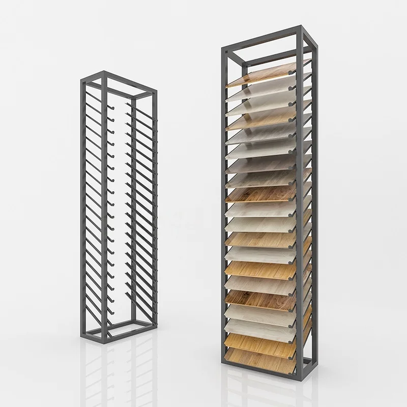 Factory Direct Sales Modern Eco-Friendly Wood Flooring & Ceramic Tile Display Rack with Metal Construction Freestanding Design