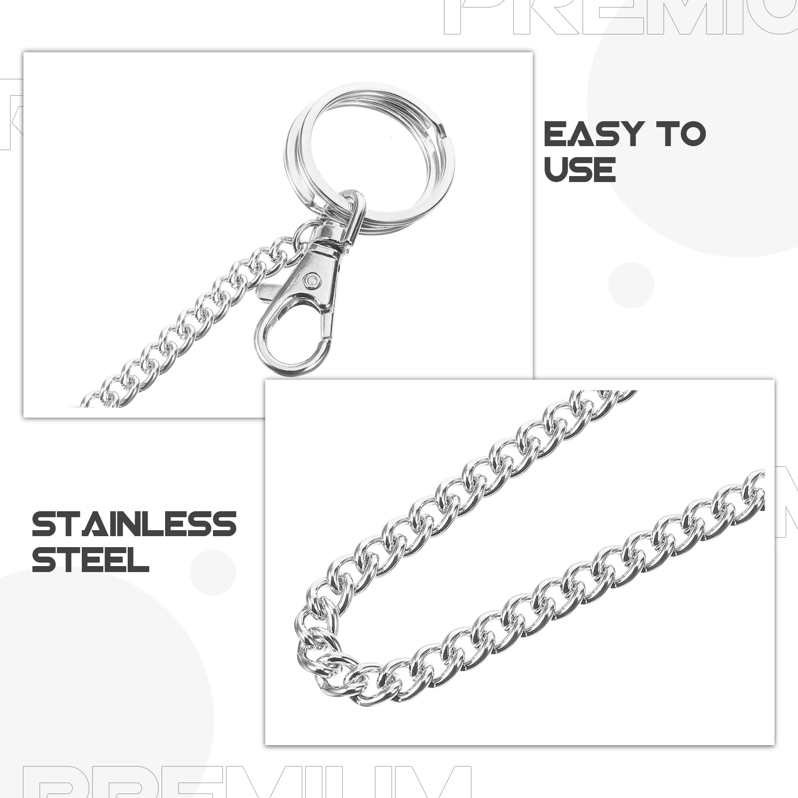 

1pcs Wallet Chain 45cm Metal Lobster Clasp Belt Chains for Men Jeans Trousers Wallet Purse Clasp Keyring Chain