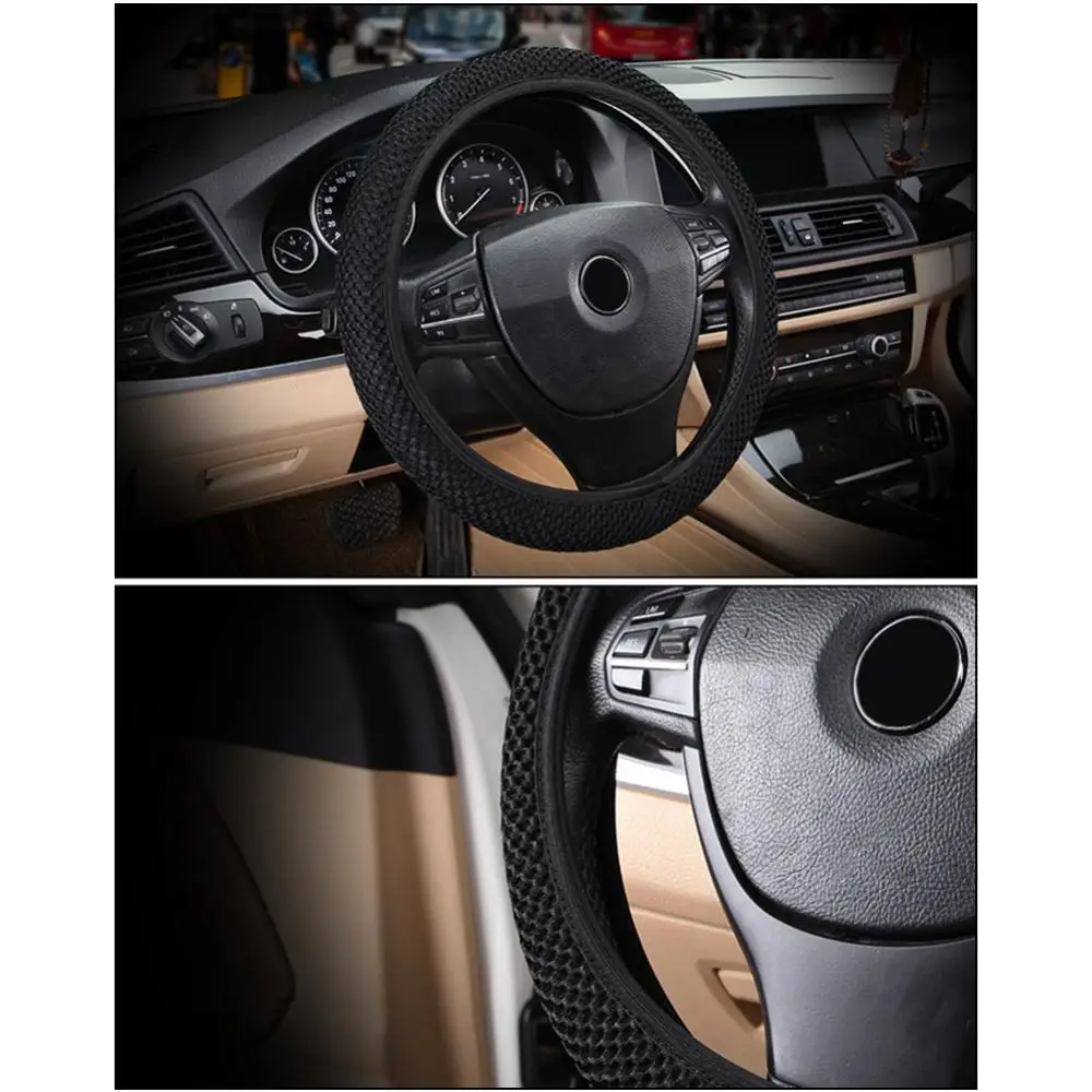 Universal Steering Wheel Protector Car Decor Cover Breathable Ice Silk Anti-Slip Car Decor