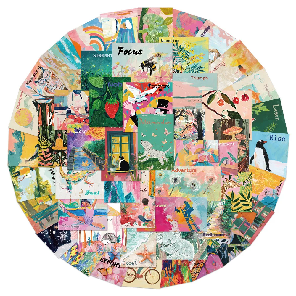 10/50PCS New Watercolor Painting Cartoon Stickers Inspirational Style Graffiti Decoration DIY Toys Laptop Guitar Car Bike Decals