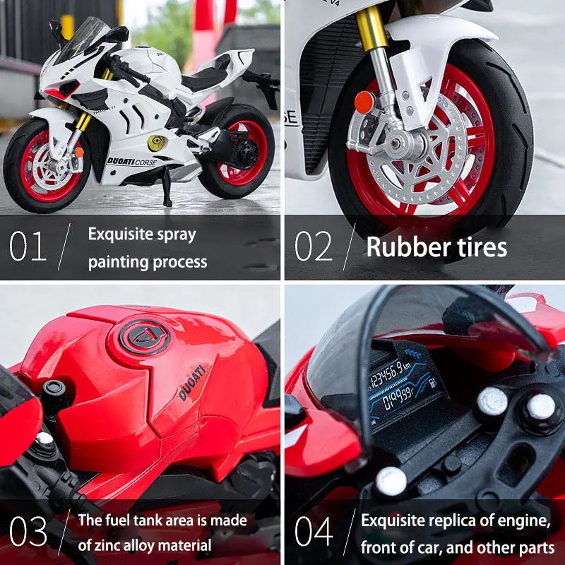 1:10 S1000RR Model Motorcycles Kawazaki NINJA H2R Toys Alloy Diecast Sound Light Shock Absorption Simulation Motorcycle Boy Gift