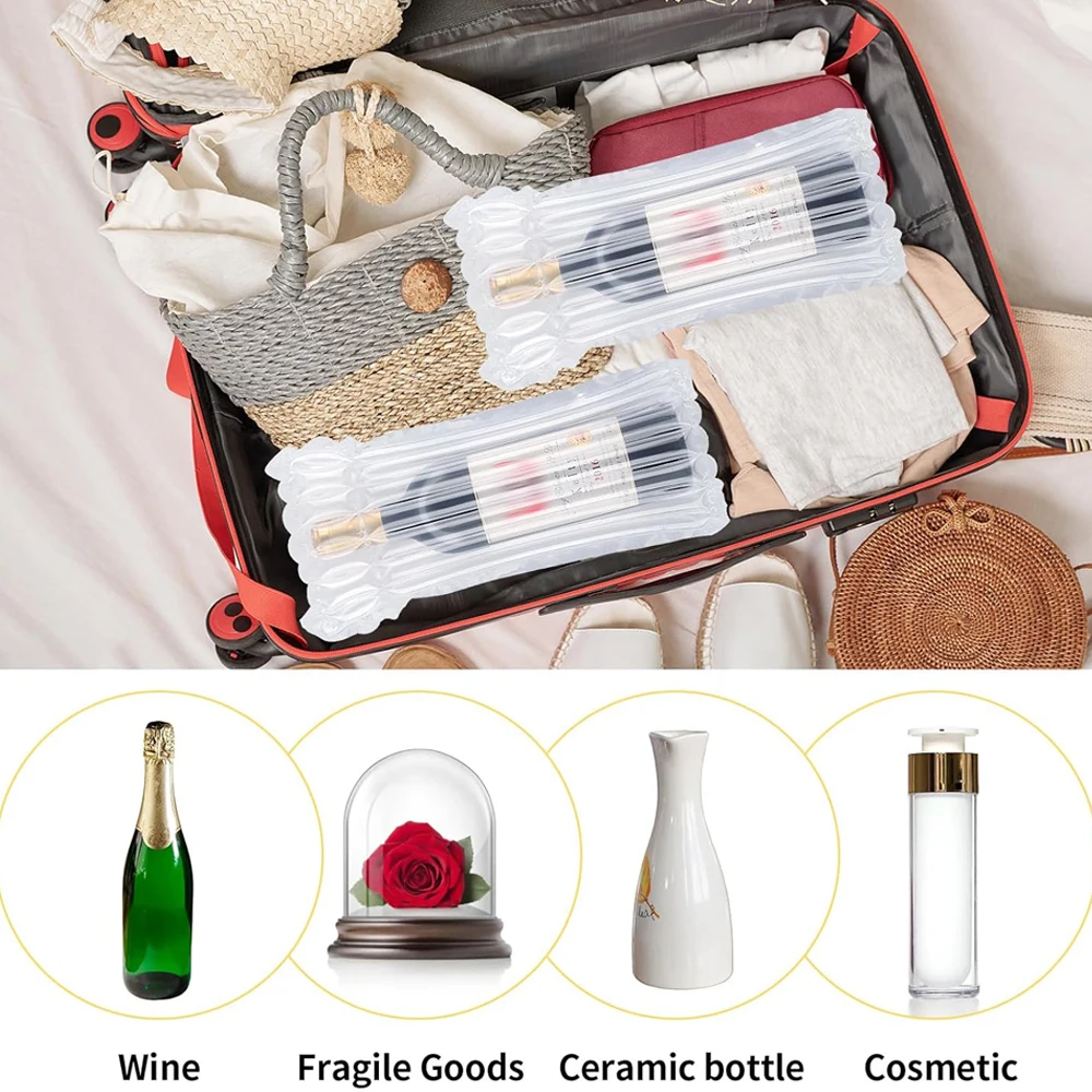 Wine Bottle Travel Protector Bags Inflatable Wine Bags for Travel with Reusable Pump, Inflatable Air Column Wine Bottle Bags