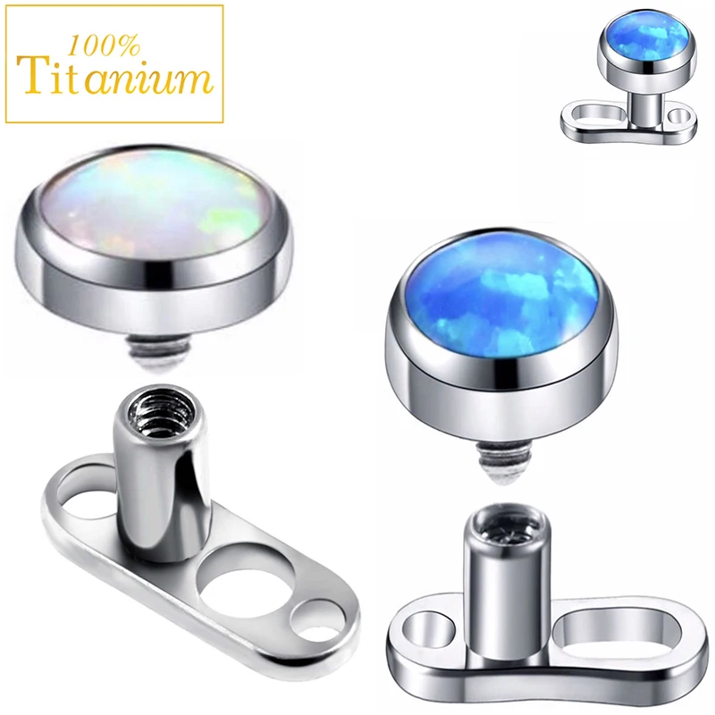 1Pcs Opal Micro Dermal Piercing Dermal Anchor G23 Titanium Body Jewelry Internal Thread Surface Piercings Skin Diver Bases 4mm