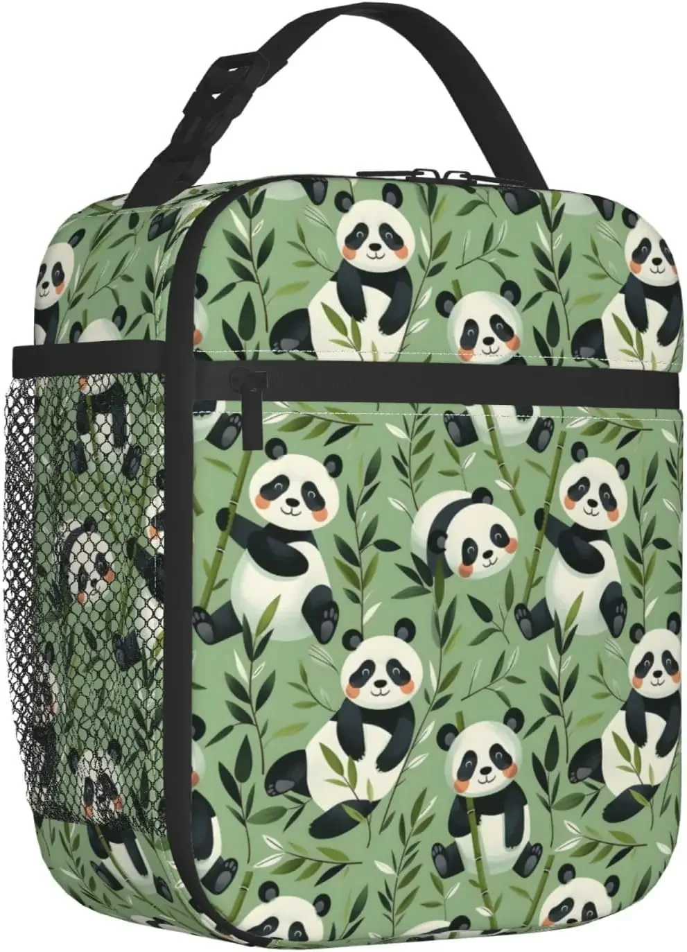 Lovely Panda Lunch Box for Women Adults Kids, Insulated Cooler Polyester Joyful Pandas Lunch Bag