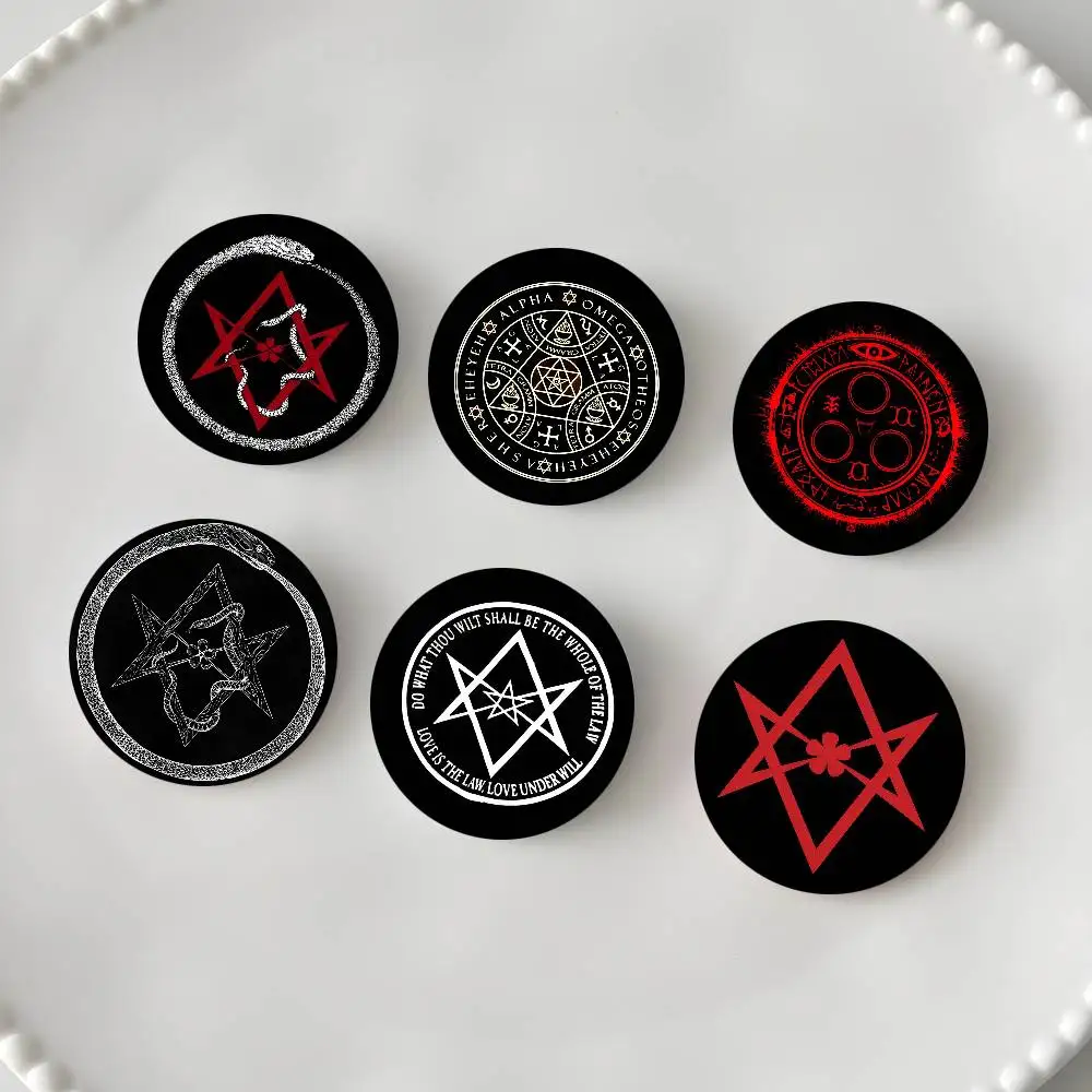 Hexagrama Thelema símbolo insignias insignia redonda hojalata moneda broche ropa mochila accesorios Pin de solapa