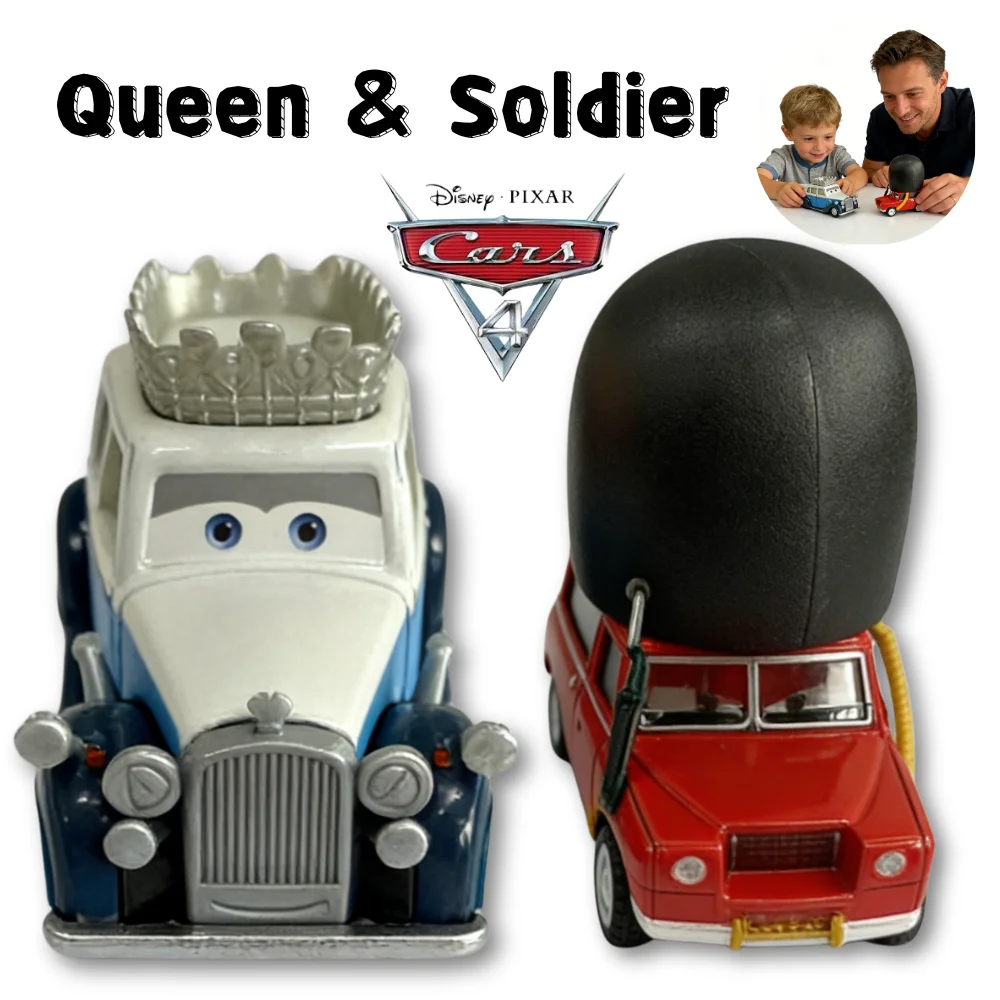 

Rare ! Disney 1:1 Replica Pixar Cars 4 Lightning McQueen Queen Soldier 7-10CM 1：55 Metal Model Racing Car Toy Kid Birthday Gift
