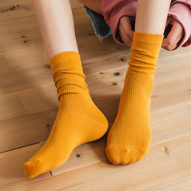 Women Socks Looes Cotton Blends Stripe Comfortable Middle Tube Long Sock Soft Breathable Solid Color Socks Spring Autumn Thin