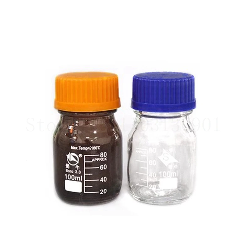 1pc Lab 100ml 250ml 500ml 1000ml Glass Screwed Mouth Reagent Bottle Experimental Sealed Bottle