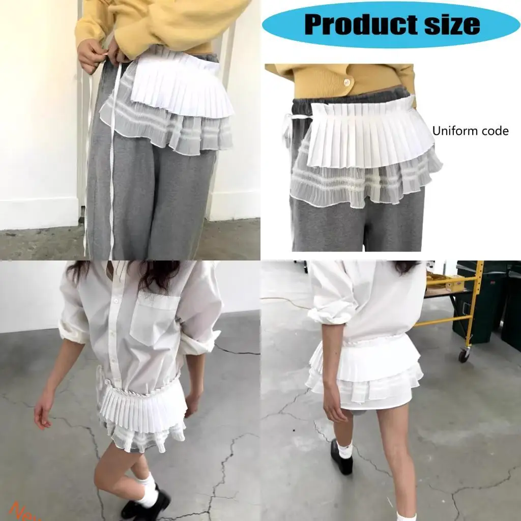 

Удобная юбка с кружевом на талии и спандексом, плиссированная юбка на бедрах для элегантного наряда, женская юбка с поясом для