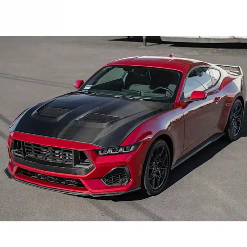 2024 for  Mustang GTD Model Modified Carbon Fiber Engine Hood Perforated Mustang Specific with Bolts New Condition