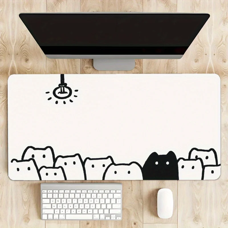 

Minimalist Black and White Cat Mouse Pad Large Rubber Anti-slip Desk Accessories Mousepad for Offices & Gamer Keyboard Decor Mat