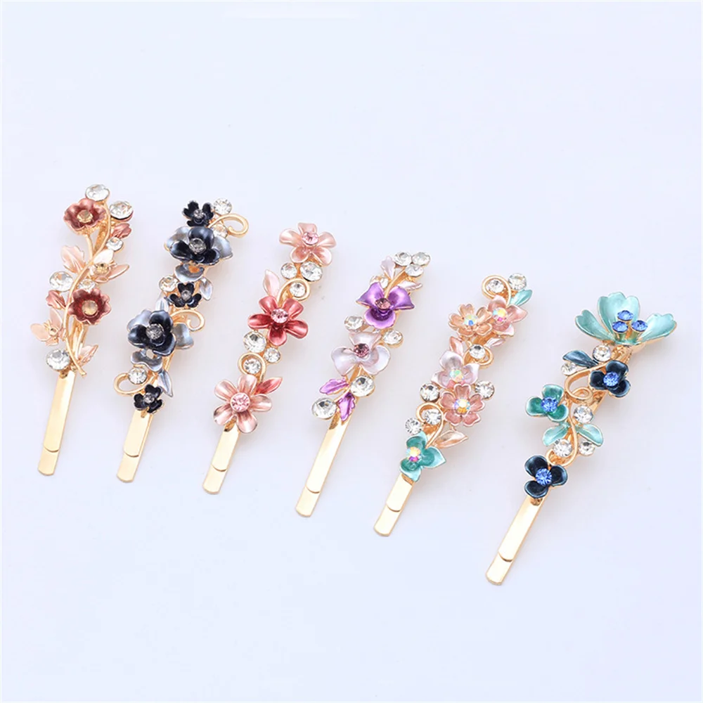 Fashion Women Butterfly Flower Alloy Barrettes Hairpin Hair Accessories Rhinestones Crystal Metal Bobby Pin Hair Clip Headwear