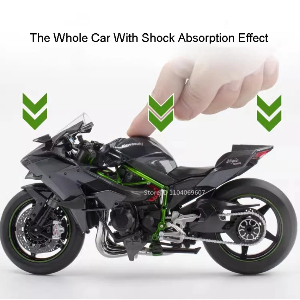 1:9 Kawasaki H2R S1000RR Motorcycle Model Toy Car Alloy Diecast Shock Absorption Motor Models Collection Decoration Gift for Boy