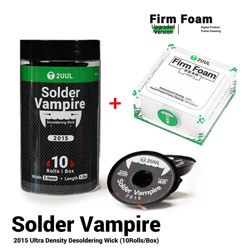 

2UUL DW15 Solder Vampire 2015 Ultra Density Desoldering Wick 500PCS Firm Foam High-Density Cleaning Sponge