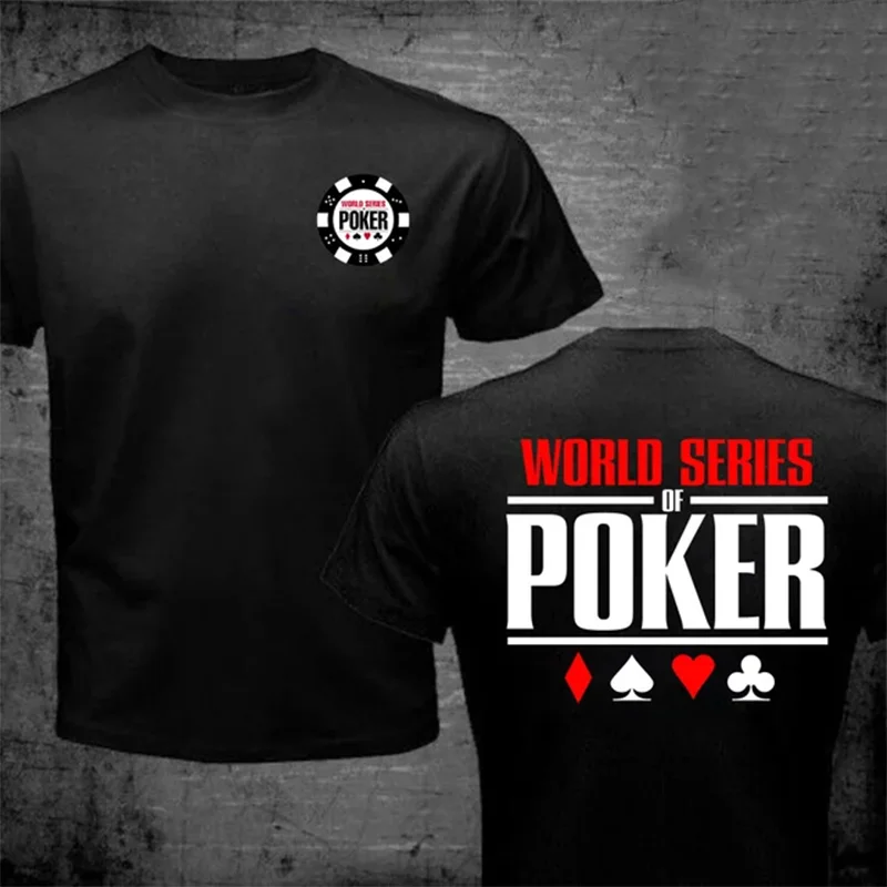 Funny Summer Tshirt Trendy WSOP World Series of Poker Print T shirt Casino chips Tops Tees Las Vegas poker chips T shirt for men