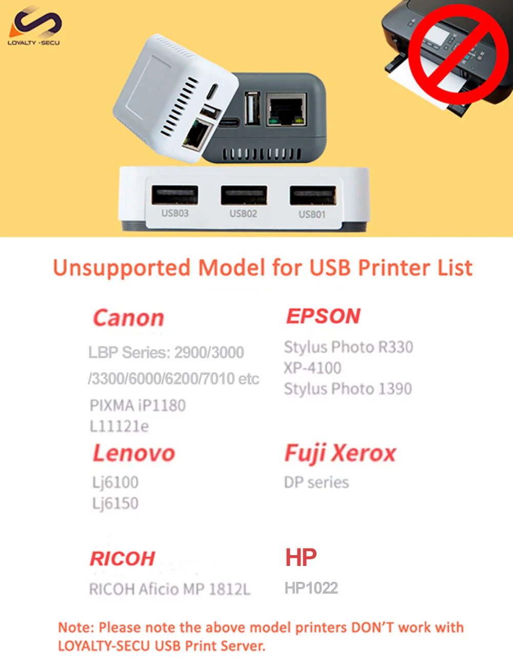 Bovenkant! Nieuwe 3 USB-poorten netwerk RJ45-printserver voor meerdere USB-printers