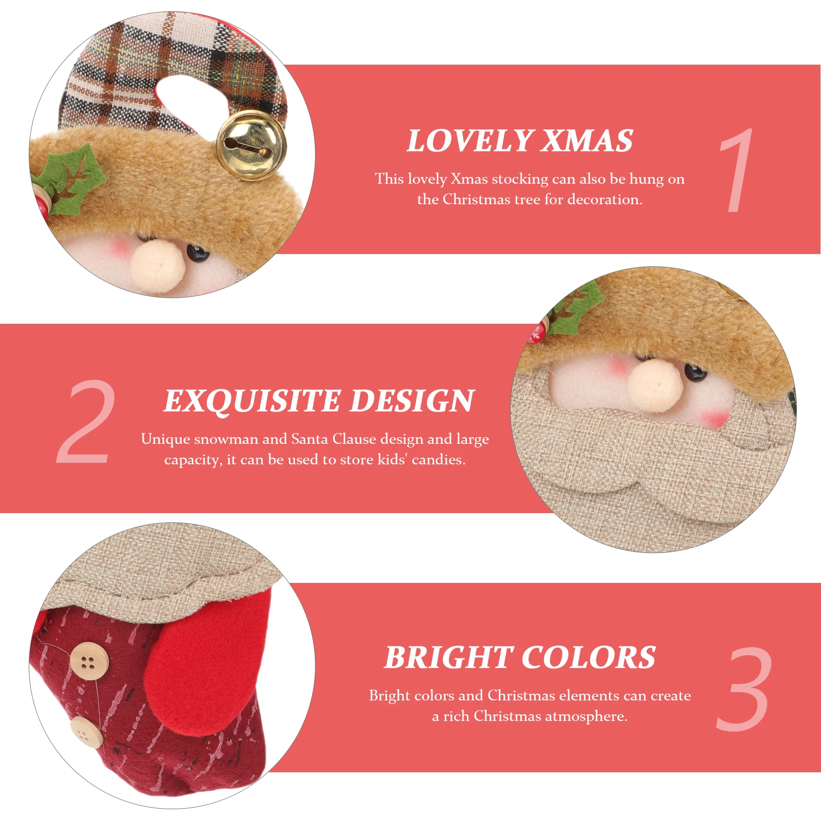 

2pcs Christmas Cartoon Stocking Party Gift Candy Bags Xmas Decoration Tree Hanging Ornament Sturdy Ring Fine Cloth Large