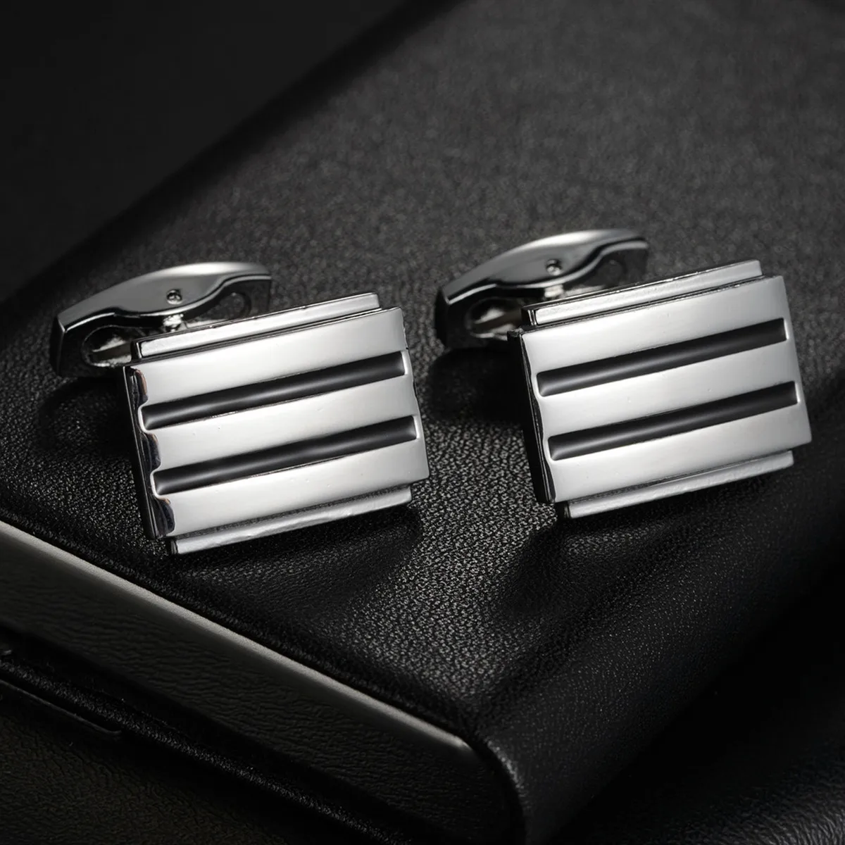 Top Quality Luxury Men\'s Shirt Cufflinks French Button Grid Stripes Custom Formal Wedding Bridegroom Suit Sleeve Jewelry