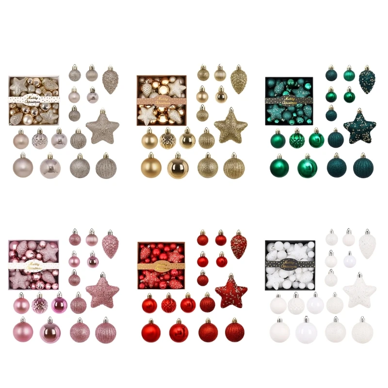 Weihnachtskugel-Set mit 50 Kunststoffkugeln für Raum- und Baumgestaltung 3XUF – Detail 1