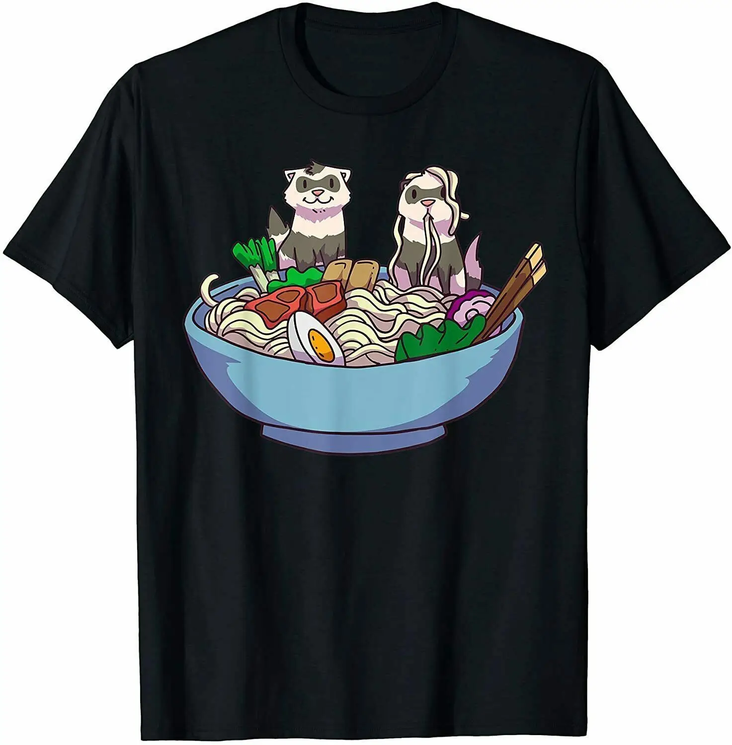 Ferret Ramen Noodles Anime Kawaii Japanese Otaku Gift T-Shirt Trend For Men