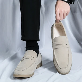 Klassieke zachte suède schoenen Penny heren loafers slip op lederen casual herenschoenen comfort rijschoenen heren flats wandelschoenen