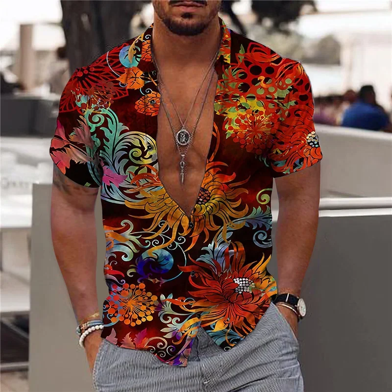 Men's short-sleeved shirt fashion pattern HD printing casual top 2023 hot sale new comfortable soft plus size