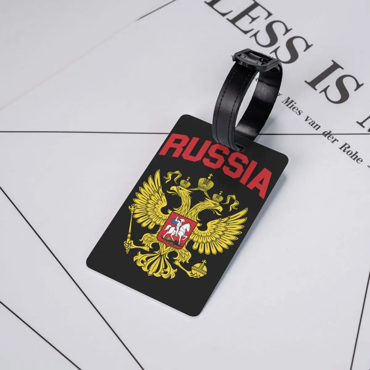 Escudo de armas del Imperio Ruso personalizado de Rusia, etiquetas de equipaje para maletas, cubierta de privacidad de águila, tarjeta de identificación con nombre