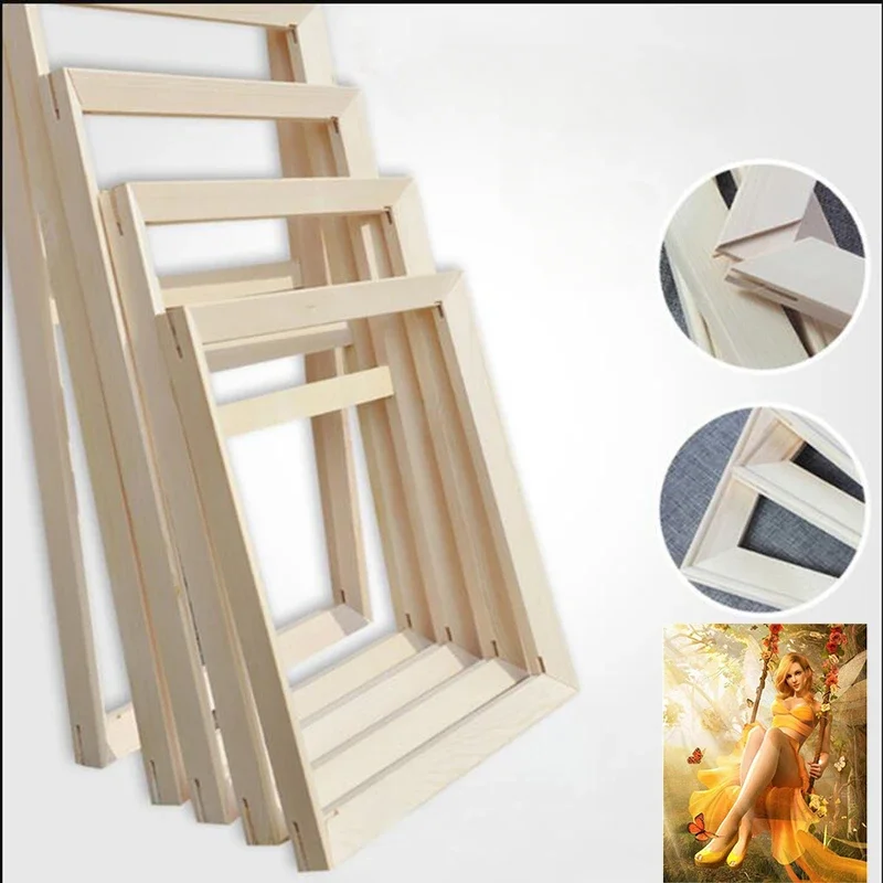 Marco de madera para lienzo, pintura al óleo por números, marco artesanal para foto, marco interior para decoración del hogar