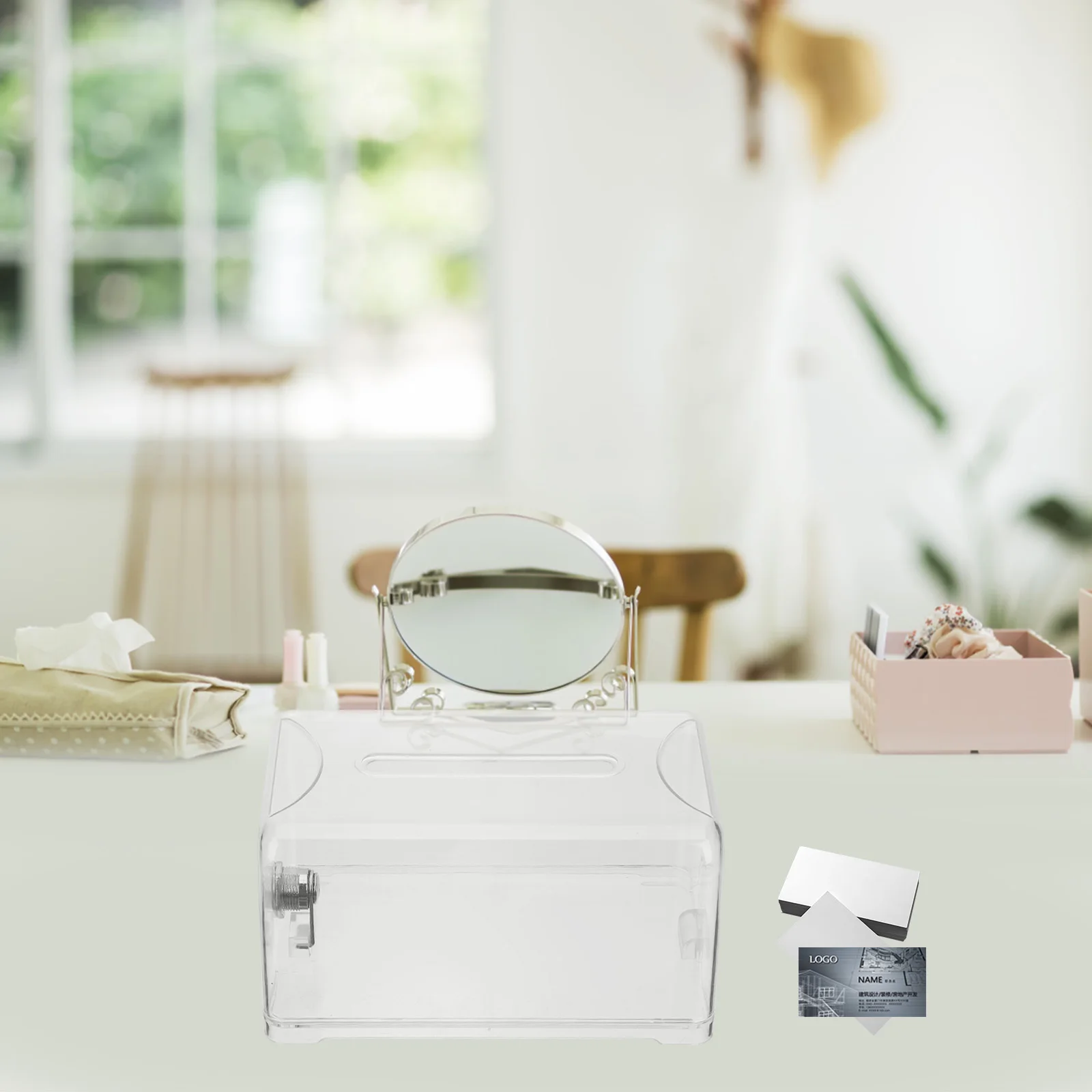 

1 Set Business Cards Holder Transparent Desktop Storage Box For Office Conference Exhibition Card Display Stand Drawer