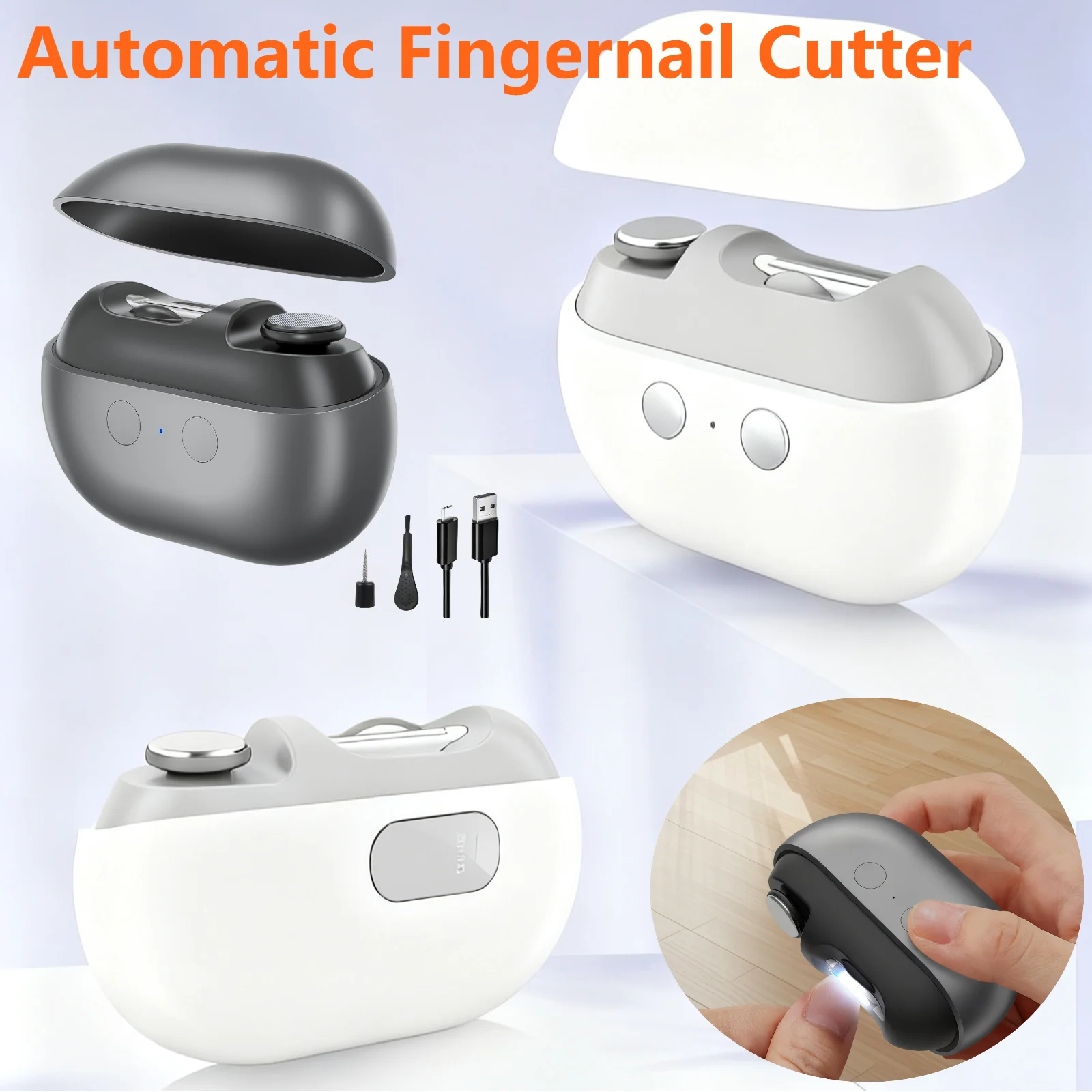 

Type-C Rechargeable Electric Nail Clipper with Light Safety Auto Nail Polisher for Kids Adults Seniors Fingernail Cutter Trimmer