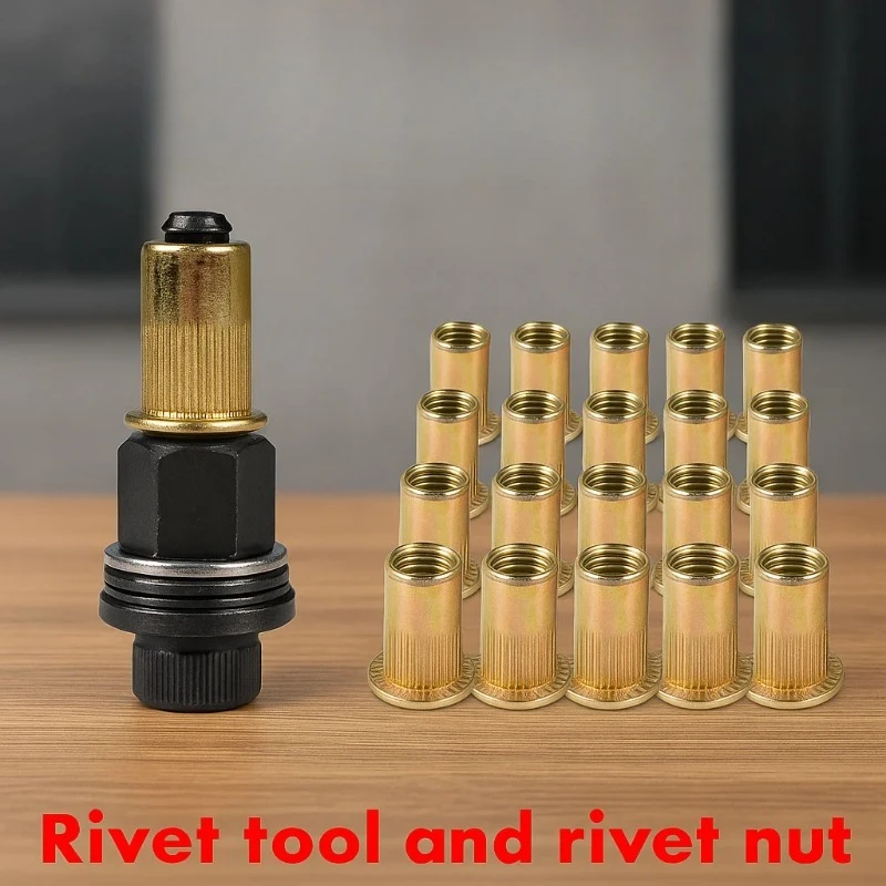 DIY Hand Rivet Nut Tool Set Manual Riveter Kit with M6 Nut Heads Easy Use Accessory for Repair Installation