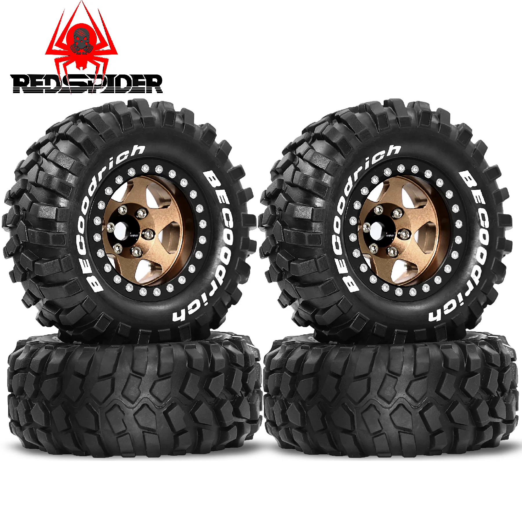 

Red Spider 4pcs 95mm Metal 1.9" Deep Dish Beadlock Wheel Rim Tire Set for 1/10 RC Crawler Car MJX H12Y R260