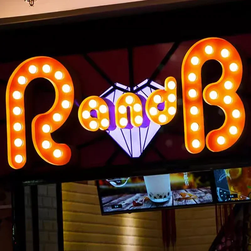 

Custom , Customized Retro light bulb luminous characters make signs 3d acrylic led Advertising Magic Light Box letter signs