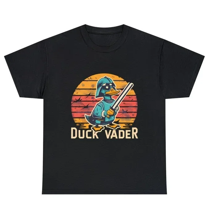 Vintage Ropa Hombre Duck Vader Funny T-Shirt Duck Darth Vader Parody High Quality Cotton Summer Hip-hop Men Streetwear Cotton