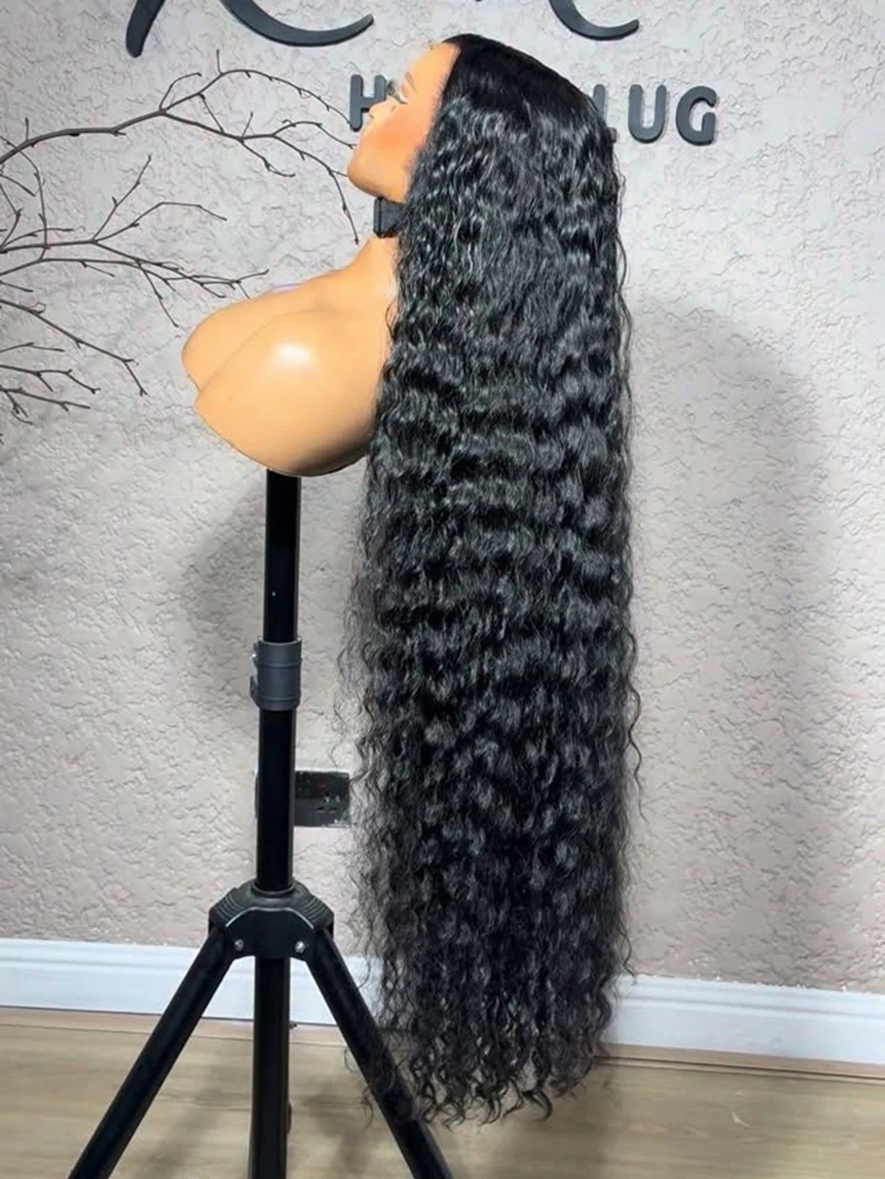 

Black Color Kinky Curly 13X4X1 Lace Frontal Synthetic Wig For Black Women Ponytails Preplucked Glueless Wigs Wedding Soft Hair